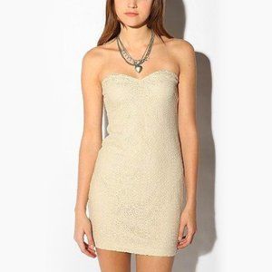 Sparkle & Fade Cream Lace Strapless Mini Dress